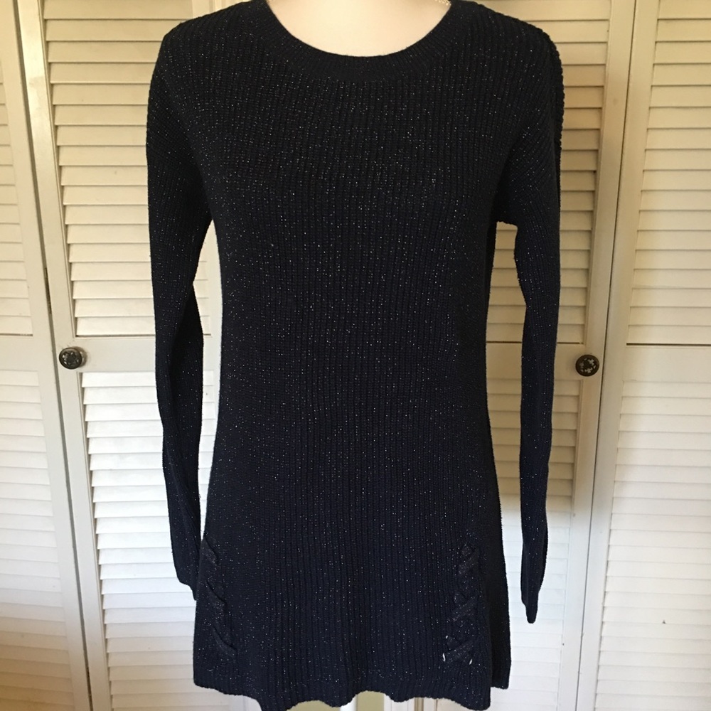 a.n.a. A New Approach Navy Blue Sparkle Sweater Tunic Size S